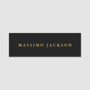 Black Gold Colours Professional Trendy Minimalist Name Tag