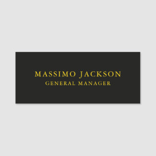 Black Gold Colours Professional Trendy Minimalist Name Tag