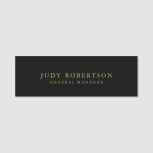 Black Gold Colours Professional Trendy Minimalist Name Tag