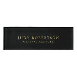 Black Gold Colours Professional Trendy Minimalist Name Tag