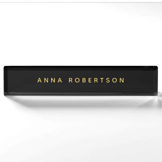 Black Gold Colours Professional Trendy Minimalist Nameplate