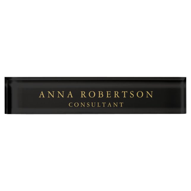 Black Gold Colours Professional Trendy Minimalist Nameplate (Front)