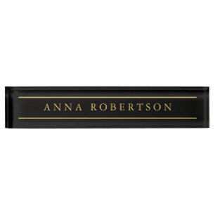 Black Gold Colours Professional Trendy Minimalist Nameplate