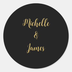 Black & Gold Colours Professional Trendy Modern Classic Round Sticker