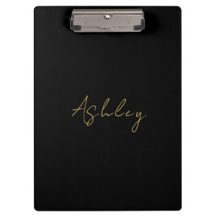 Black Gold Colours Professional Trendy Modern Name Clipboard