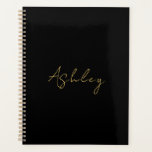 Black Gold Colours Professional Trendy Modern Name Planner<br><div class="desc">Plain Minimalist Modern Designs. They're all simple,  modern,  attractive.</div>