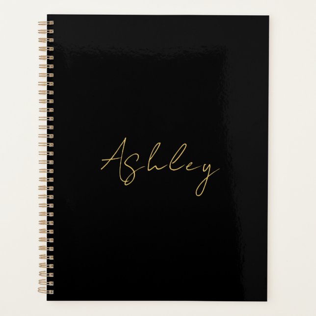 Black Gold Colours Professional Trendy Modern Name Planner (Front)