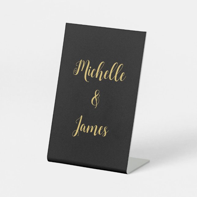 Black & Gold Colours Professional Trendy Modern Pedestal Sign (Front)