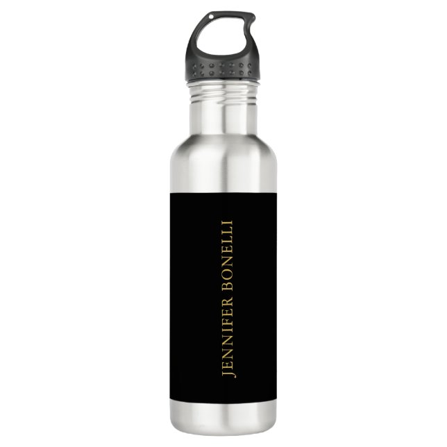 Black Gold Colours Professional Trendy Modern Plai 710 Ml Water Bottle (Front)