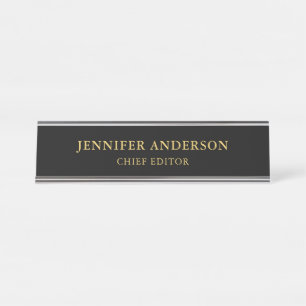 Black Gold Colours Professional Trendy Modern Plai Desk Name Plate