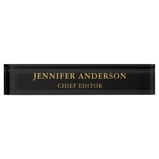 Black Gold Colours Professional Trendy Modern Plai Nameplate (Front)