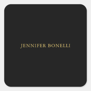Black Gold Colours Professional Trendy Modern Plai Square Sticker