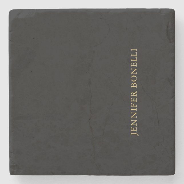 Black Gold Colours Professional Trendy Modern Plai Stone Coaster (Front)