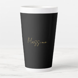 Black Gold Colours Trendy Modern Plain Own Name Latte Mug