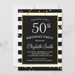 Black & Gold Confetti Birthday Invitation