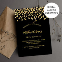 Black gold confetti birthday