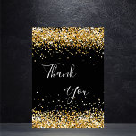Black gold confetti birthday thank you card<br><div class="desc">A feminine and elegant birthday thank you card. A black background colour. With faux gold confetti. On front large hand lettered script and the text: Thank You. Back: Personalise and add Your thank you note and name. The name is written with a modern hand lettered style script with swashes. To...</div>