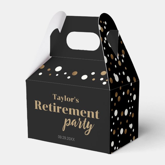 Black gold confetti Custom Retirement party favour Box (Back Side)
