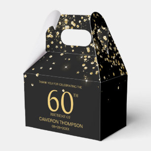Black Gold Confetti  Elegant custom 60th birthday Favour Box