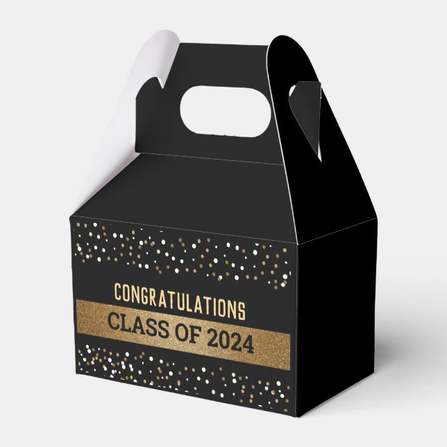 Black Gold confetti Graduate Class of 2024 Favour Box (Front Side)