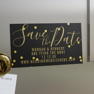 Black Gold Confetti Magnetic Save The Date Card