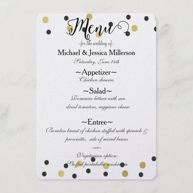 Black Gold Confetti Menu (Front)
