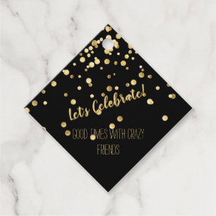 Black Gold Confetti Party Favour Tags