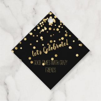 Black Gold Confetti Party Favour Tags