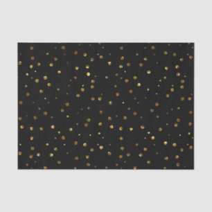 Black Gold Confetti Polka Dots Elegant Sparkly Tissue Paper