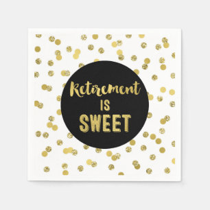 Black Gold Confetti Retirement is Sweet Napkin