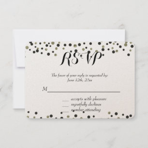 Black Gold Confetti RSVP Card