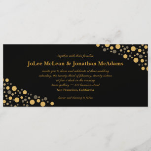 Black & Gold Confetti Wedding Party Invitation