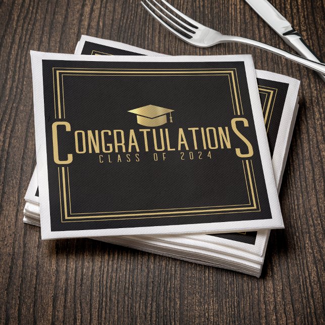 Black & Gold Congratulations Class Of Graduation Napkin (Black & Gold Congratulations Class Of Graduation Napkins
)