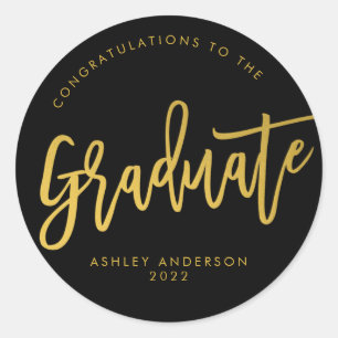 Black Gold Congratulations to the Graduate Party Classic Round Sticker