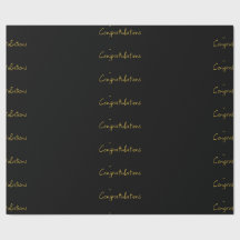 Black & Gold Congratulations Wrapping Paper