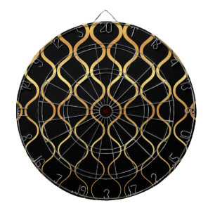 Black, gold, cool, trendy, retro abstract design dartboard