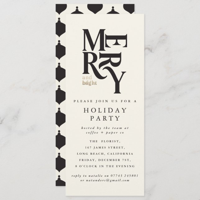 Black & gold corporate Christmas holiday party Invitation (Front/Back)