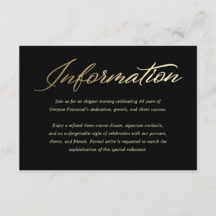 Black Gold Corporate Gala Details Insert Card