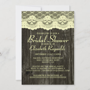 Black & Gold Country Lace Bridal Shower Invitation
