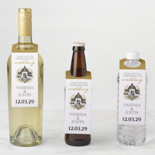Black & gold Country Wedding Bottle Tag