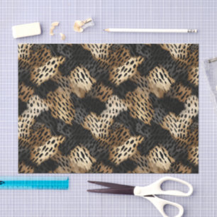 Black Gold Cream Leopard Animal Print Birthday Tissue Paper