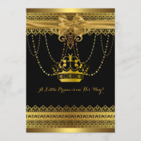 Black & Gold Crown Baby Shower Invitation