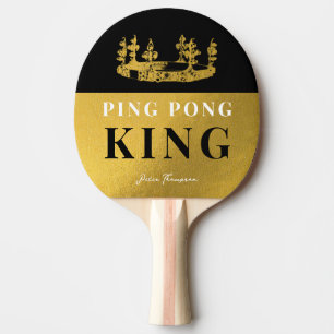 Black & Gold Crown Table Tennis King Luxury Custom Ping Pong Paddle