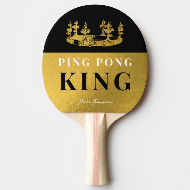Black & Gold Crown Table Tennis King Luxury Custom Ping Pong Paddle (Front)