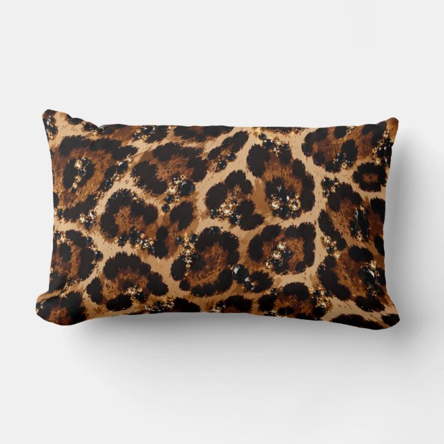 Black & Gold Crystal Tiger Pattern Lumbar Cushion (Front)