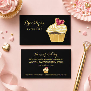 Black Gold Cupcake Bakery Business Card