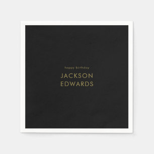 Black & Gold Custom Birthday  Napkin