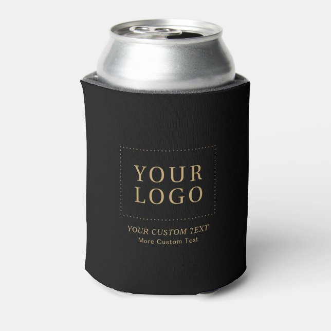 Black & Gold Custom Business Logo Promotional Can Cooler (Can Back)
