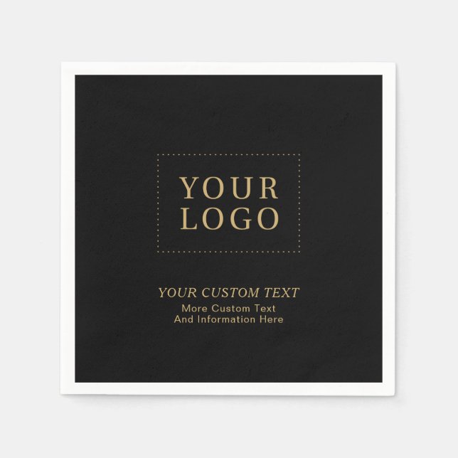 Black & Gold | Custom Business Logo Promotional Napkin (Front)
