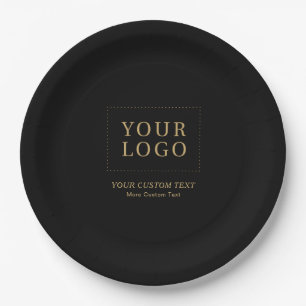 Black & Gold   Custom Business Logo Promotional Paper Plate
